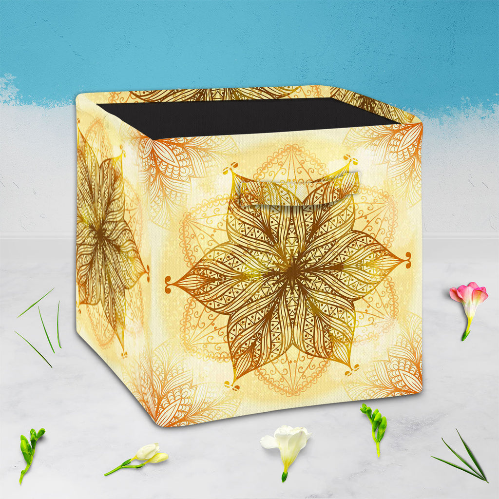 Ethnic Circular Ornament D1 Foldable Open Storage Bin | Organizer Box, Toy Basket, Shelf Box, Laundry Bag | Canvas Fabric-Storage Bins-STR_BI_CB-IC 5007465 IC 5007465, Abstract Expressionism, Abstracts, Allah, Arabic, Art and Paintings, Asian, Botanical, Circle, Cities, City Views, Culture, Drawing, Ethnic, Floral, Flowers, Geometric, Geometric Abstraction, Hinduism, Illustrations, Indian, Islam, Mandala, Nature, Paintings, Patterns, Retro, Semi Abstract, Signs, Signs and Symbols, Symbols, Traditional, Trib