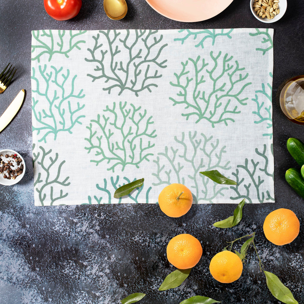 Spring Leaves D3 Table Mat Placemat-Table Place Mats Fabric-MAT_TB-IC 5007467 IC 5007467, Abstract Expressionism, Abstracts, Art and Paintings, Black and White, Botanical, Decorative, Digital, Digital Art, Drawing, Fashion, Floral, Flowers, Graphic, Illustrations, Modern Art, Nature, Patterns, Retro, Scenic, Seasons, Semi Abstract, Signs, Signs and Symbols, White, spring, leaves, d3, table, mat, placemat, abstract, art, autumn, background, beautiful, beauty, blue, cold, curve, decor, decoration, design, doo