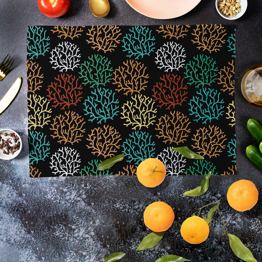 Spring Leaves D4 Table Mat Placemat-Table Place Mats Fabric-MAT_TB-IC 5007468 IC 5007468, Abstract Expressionism, Abstracts, Art and Paintings, Black and White, Botanical, Decorative, Digital, Digital Art, Drawing, Fashion, Floral, Flowers, Graphic, Illustrations, Modern Art, Nature, Patterns, Retro, Scenic, Seasons, Semi Abstract, Signs, Signs and Symbols, White, spring, leaves, d4, table, mat, placemat, abstract, art, autumn, background, beautiful, beauty, blue, cold, curve, decor, decoration, design, doo