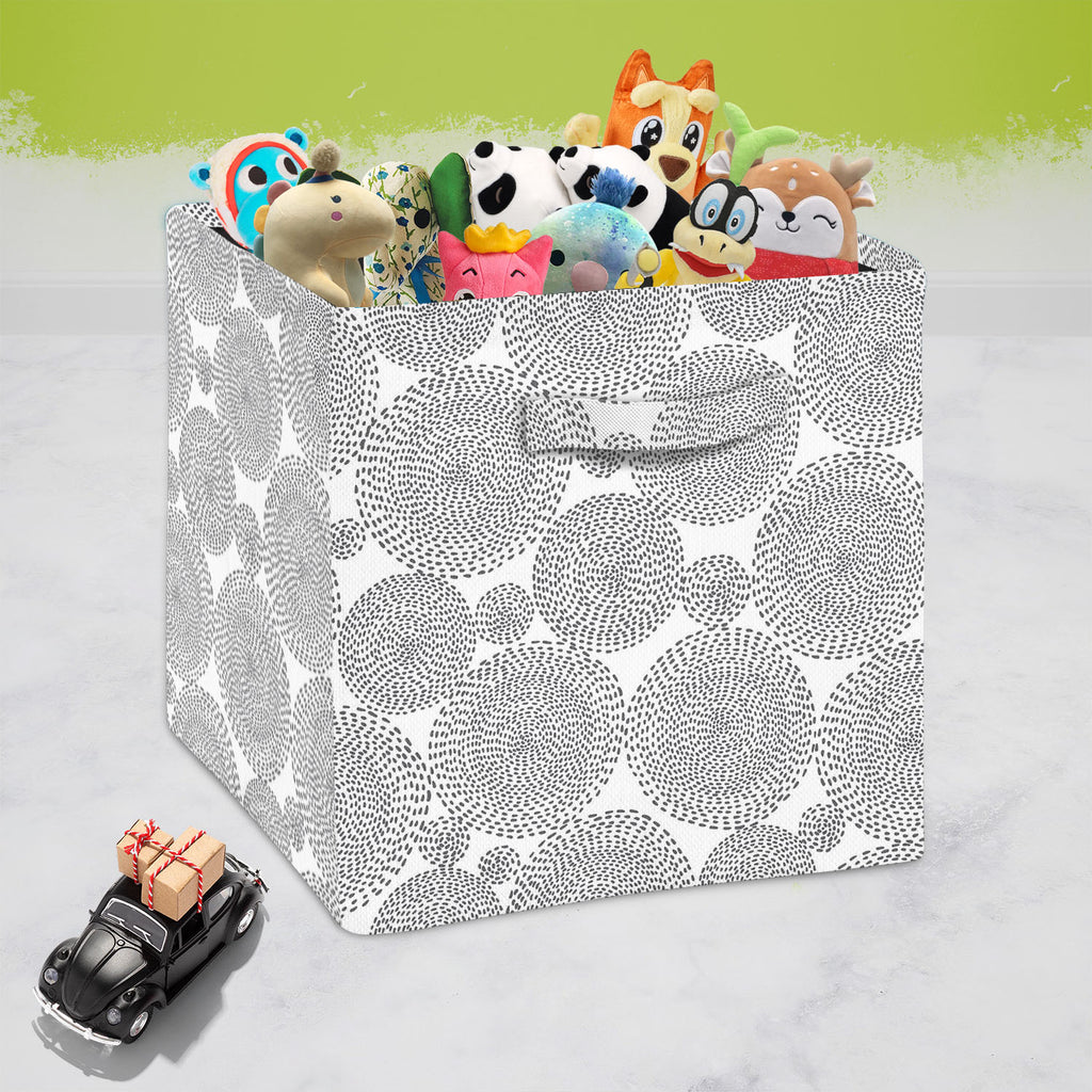 Circle Shapes Foldable Open Storage Bin | Organizer Box, Toy Basket, Shelf Box, Laundry Bag | Canvas Fabric-Storage Bins-STR_BI_CB-IC 5007470 IC 5007470, Abstract Expressionism, Abstracts, Art and Paintings, Black and White, Circle, Fresco, Geometric, Geometric Abstraction, Illustrations, Modern Art, Patterns, Retro, Semi Abstract, Signs, Signs and Symbols, White, shapes, foldable, open, storage, bin, organizer, box, toy, basket, shelf, laundry, bag, canvas, fabric, abstract, art, artwork, backdrop, backgro