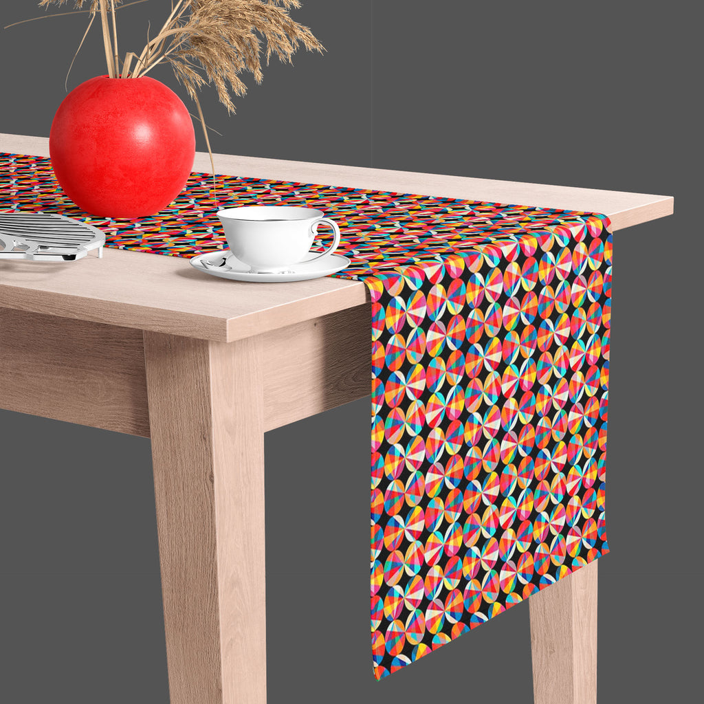 Geometric Ornament D2 Table Runner-Table Runners-RUN_TB-IC 5007472 IC 5007472, Abstract Expressionism, Abstracts, Ancient, Art and Paintings, Black and White, Circle, Decorative, Digital, Digital Art, Fashion, Geometric, Geometric Abstraction, Graphic, Historical, Illustrations, Medieval, Modern Art, Paintings, Parents, Patterns, Retro, Semi Abstract, Signs, Signs and Symbols, Vintage, White, ornament, d2, table, runner, abstract, art, artistic, backdrop, background, color, colorful, cover, creative, decora