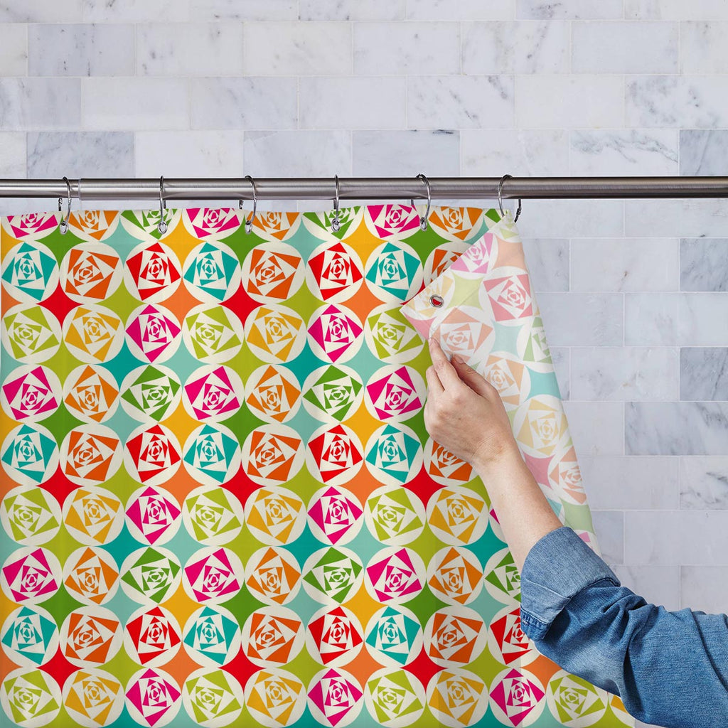 Geometric Ornament Washable Waterproof Shower Curtain-Shower Curtains-CUR_SH-IC 5007473 IC 5007473, Abstract Expressionism, Abstracts, Ancient, Art and Paintings, Black and White, Circle, Decorative, Digital, Digital Art, Fashion, Geometric, Geometric Abstraction, Graphic, Historical, Illustrations, Medieval, Modern Art, Paintings, Parents, Patterns, Retro, Semi Abstract, Signs, Signs and Symbols, Vintage, White, ornament, washable, waterproof, shower, curtain, abstract, art, artistic, backdrop, background,