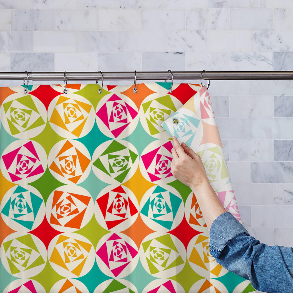 Geometric Ornament D3 Washable Waterproof Shower Curtain-Shower Curtains-CUR_SH-IC 5007473 IC 5007473, Abstract Expressionism, Abstracts, Ancient, Art and Paintings, Black and White, Circle, Decorative, Digital, Digital Art, Fashion, Geometric, Geometric Abstraction, Graphic, Historical, Illustrations, Medieval, Modern Art, Paintings, Parents, Patterns, Retro, Semi Abstract, Signs, Signs and Symbols, Vintage, White, ornament, d3, washable, waterproof, shower, curtain, abstract, art, artistic, backdrop, back