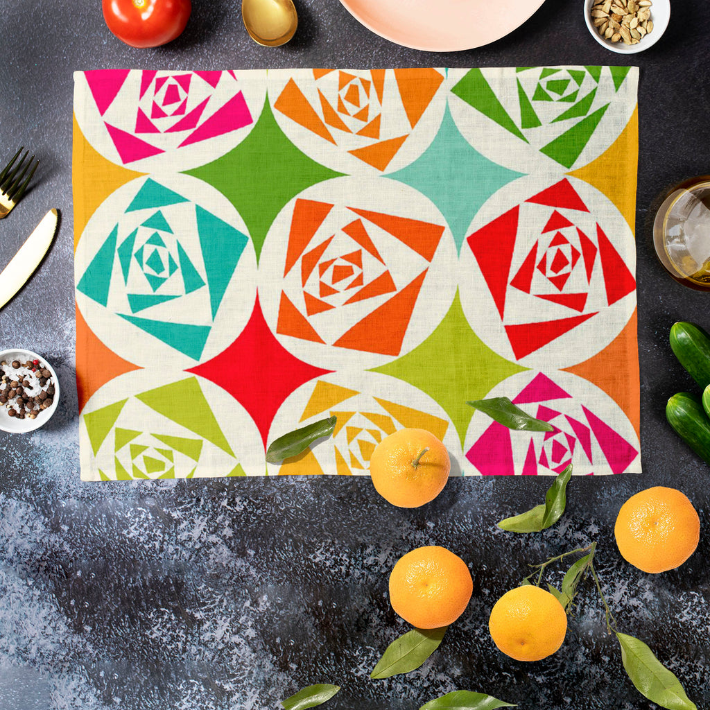 Geometric Ornament D3 Table Mat Placemat-Table Place Mats Fabric-MAT_TB-IC 5007473 IC 5007473, Abstract Expressionism, Abstracts, Ancient, Art and Paintings, Black and White, Circle, Decorative, Digital, Digital Art, Fashion, Geometric, Geometric Abstraction, Graphic, Historical, Illustrations, Medieval, Modern Art, Paintings, Parents, Patterns, Retro, Semi Abstract, Signs, Signs and Symbols, Vintage, White, ornament, d3, table, mat, placemat, abstract, art, artistic, backdrop, background, color, colorful, 