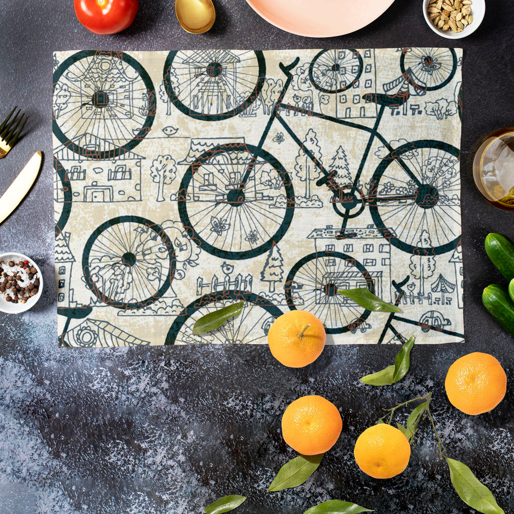 Bicycles D1 Table Mat Placemat-Table Place Mats Fabric-MAT_TB-IC 5007478 IC 5007478, Abstract Expressionism, Abstracts, Ancient, Animated Cartoons, Art and Paintings, Automobiles, Bikes, Botanical, Caricature, Cars, Cartoons, Decorative, Digital, Digital Art, Drawing, Fashion, Floral, Flowers, Graphic, Historical, Illustrations, Medieval, Nature, Patterns, Retro, Semi Abstract, Signs, Signs and Symbols, Sketches, Sports, Transportation, Travel, Vehicles, Vintage, bicycles, d1, table, mat, placemat, abstract