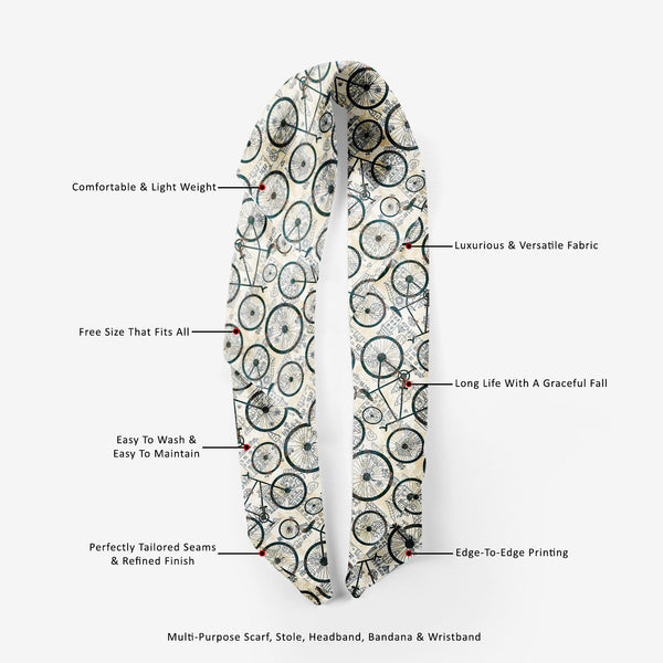 Bicycles Printed Scarf | Neckwear Balaclava | Girls & Women | Soft Poly Fabric-Scarfs Basic-SCF_FB_BS-IC 5007478 IC 5007478, Abstract Expressionism, Abstracts, Ancient, Animated Cartoons, Art and Paintings, Automobiles, Bikes, Botanical, Caricature, Cars, Cartoons, Decorative, Digital, Digital Art, Drawing, Fashion, Floral, Flowers, Graphic, Historical, Illustrations, Medieval, Nature, Patterns, Retro, Semi Abstract, Signs, Signs and Symbols, Sketches, Sports, Transportation, Travel, Vehicles, Vintage, bicy