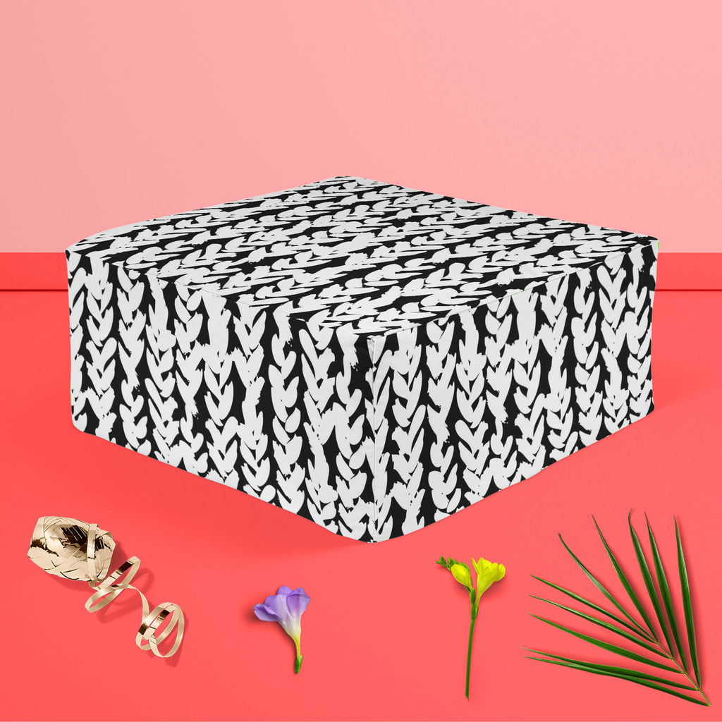Artistic Braids Footstool Footrest Puffy Pouffe Ottoman Bean Bag | Canvas Fabric-Footstools-FST_CB_BN-IC 5007479 IC 5007479, Abstract Expressionism, Abstracts, African, Ancient, Art and Paintings, Aztec, Black, Black and White, Bohemian, Brush Stroke, Chevron, Culture, Digital, Digital Art, Drawing, Ethnic, Fashion, Graphic, Hand Drawn, Herringbone, Historical, Illustrations, Medieval, Patterns, Retro, Semi Abstract, Signs, Signs and Symbols, Stripes, Traditional, Tribal, Vintage, Watercolour, White, World 