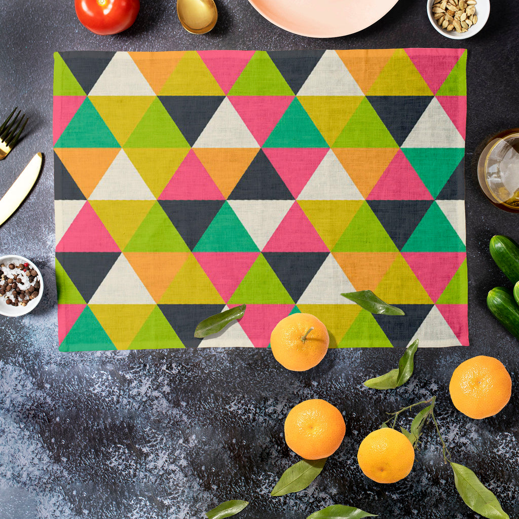 Retro Geometric Table Mat Placemat-Table Place Mats Fabric-MAT_TB-IC 5007485 IC 5007485, Ancient, Culture, Digital, Digital Art, Drawing, Ethnic, Fantasy, Fashion, Geometric, Geometric Abstraction, Graphic, Grid Art, Hipster, Historical, Illustrations, Medieval, Modern Art, Patterns, Retro, Signs, Signs and Symbols, Traditional, Triangles, Tribal, Vintage, World Culture, table, mat, placemat, wallpaper, artistic, artwork, backdrop, background, banner, card, cell, cloth, color, colorful, colors, connection, 