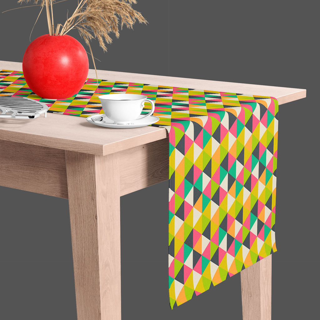 Retro Geometric Table Runner-Table Runners-RUN_TB-IC 5007485 IC 5007485, Ancient, Culture, Digital, Digital Art, Drawing, Ethnic, Fantasy, Fashion, Geometric, Geometric Abstraction, Graphic, Grid Art, Hipster, Historical, Illustrations, Medieval, Modern Art, Patterns, Retro, Signs, Signs and Symbols, Traditional, Triangles, Tribal, Vintage, World Culture, table, runner, wallpaper, artistic, artwork, backdrop, background, banner, card, cell, cloth, color, colorful, colors, connection, cover, decor, decoratio