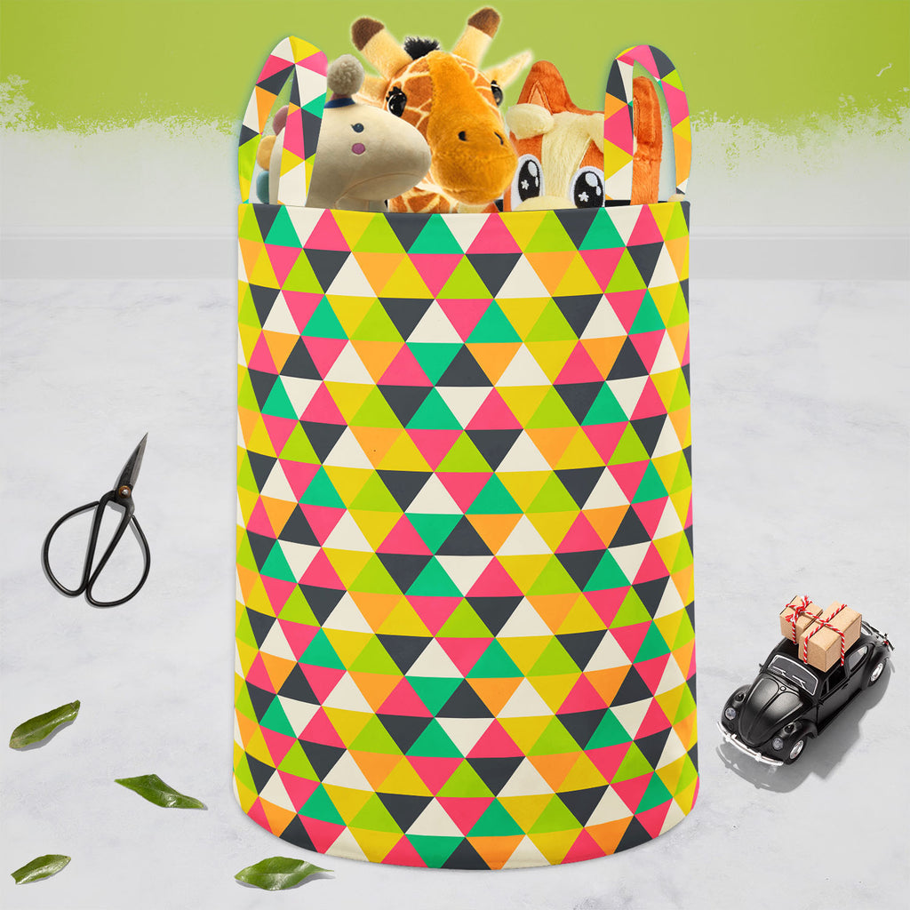 Retro Geometric Foldable Open Storage Bin | Organizer Box, Toy Basket, Shelf Box, Laundry Bag | Canvas Fabric-Storage Bins-STR_BI_CB-IC 5007485 IC 5007485, Ancient, Culture, Digital, Digital Art, Drawing, Ethnic, Fantasy, Fashion, Geometric, Geometric Abstraction, Graphic, Grid Art, Hipster, Historical, Illustrations, Medieval, Modern Art, Patterns, Retro, Signs, Signs and Symbols, Traditional, Triangles, Tribal, Vintage, World Culture, foldable, open, storage, bin, organizer, box, toy, basket, shelf, laund