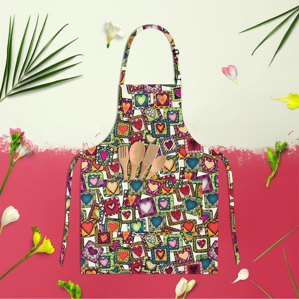 Doodle Hearts D2 Apron | Adjustable, Free Size & Waist Tiebacks-Aprons Neck to Knee-APR_NK_KN-IC 5007487 IC 5007487, Abstract Expressionism, Abstracts, Ancient, Art and Paintings, Birthday, Botanical, Culture, Digital, Digital Art, Drawing, Ethnic, Fashion, Floral, Flowers, Graphic, Hearts, Historical, Illustrations, Indian, Love, Medieval, Nature, Patterns, Retro, Romance, Semi Abstract, Signs, Signs and Symbols, Traditional, Tribal, Vintage, Wedding, World Culture, doodle, d2, apron, adjustable, free, siz
