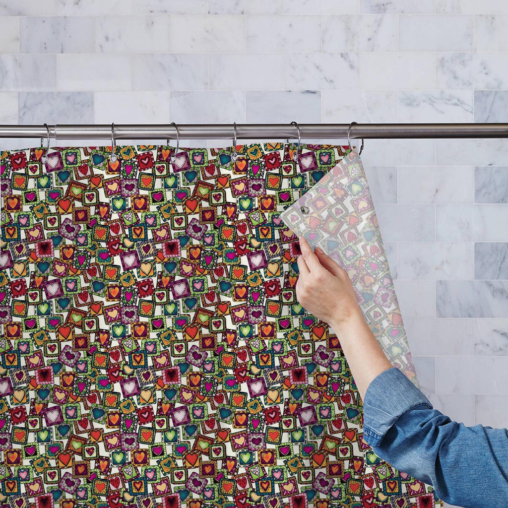 Doodle Hearts Washable Waterproof Shower Curtain-Shower Curtains-CUR_SH-IC 5007487 IC 5007487, Abstract Expressionism, Abstracts, Ancient, Art and Paintings, Birthday, Botanical, Culture, Digital, Digital Art, Drawing, Ethnic, Fashion, Floral, Flowers, Graphic, Hearts, Historical, Illustrations, Indian, Love, Medieval, Nature, Patterns, Retro, Romance, Semi Abstract, Signs, Signs and Symbols, Traditional, Tribal, Vintage, Wedding, World Culture, doodle, washable, waterproof, shower, curtain, abstract, anniv