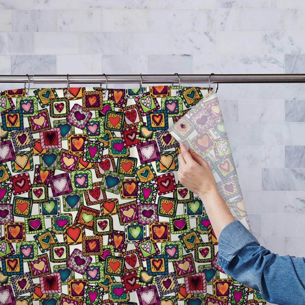 Doodle Hearts D2 Washable Waterproof Shower Curtain-Shower Curtains-CUR_SH-IC 5007487 IC 5007487, Abstract Expressionism, Abstracts, Ancient, Art and Paintings, Birthday, Botanical, Culture, Digital, Digital Art, Drawing, Ethnic, Fashion, Floral, Flowers, Graphic, Hearts, Historical, Illustrations, Indian, Love, Medieval, Nature, Patterns, Retro, Romance, Semi Abstract, Signs, Signs and Symbols, Traditional, Tribal, Vintage, Wedding, World Culture, doodle, d2, washable, waterproof, shower, curtain, abstract
