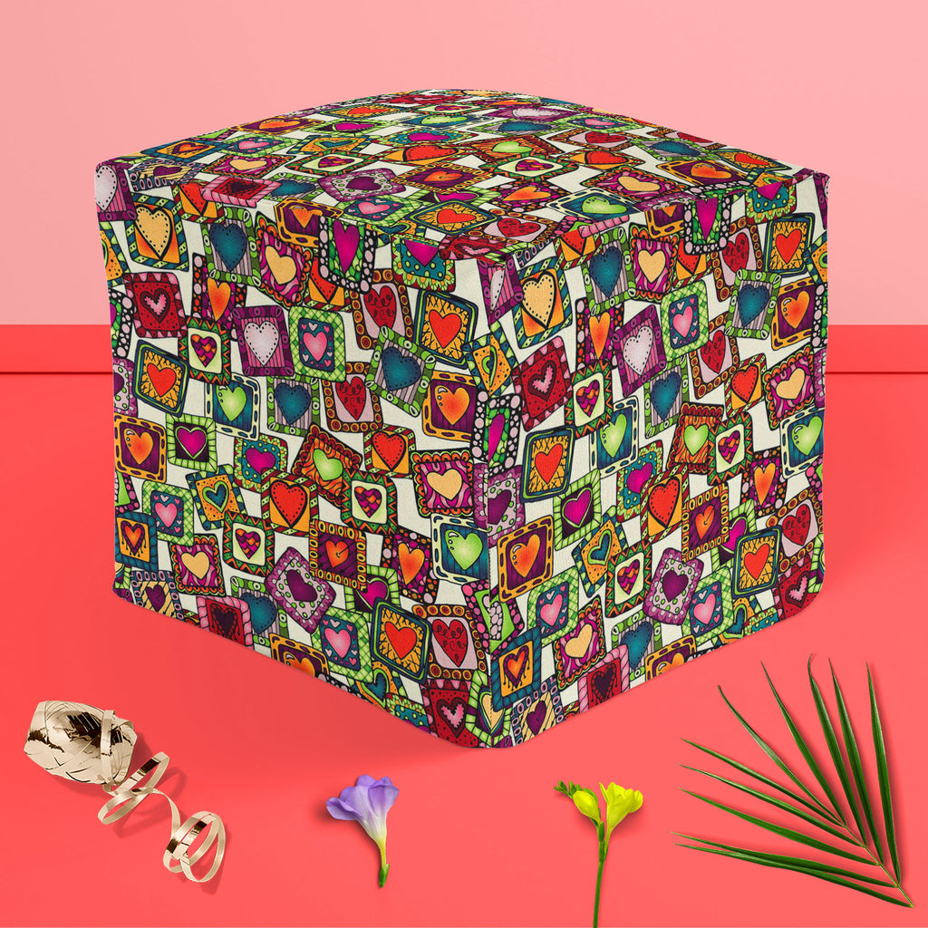 Doodle Hearts D2 Footstool Footrest Puffy Pouffe Ottoman Bean Bag | Canvas Fabric-Footstools-FST_CB_BN-IC 5007487 IC 5007487, Abstract Expressionism, Abstracts, Ancient, Art and Paintings, Birthday, Botanical, Culture, Digital, Digital Art, Drawing, Ethnic, Fashion, Floral, Flowers, Graphic, Hearts, Historical, Illustrations, Indian, Love, Medieval, Nature, Patterns, Retro, Romance, Semi Abstract, Signs, Signs and Symbols, Traditional, Tribal, Vintage, Wedding, World Culture, doodle, d2, footstool, footrest