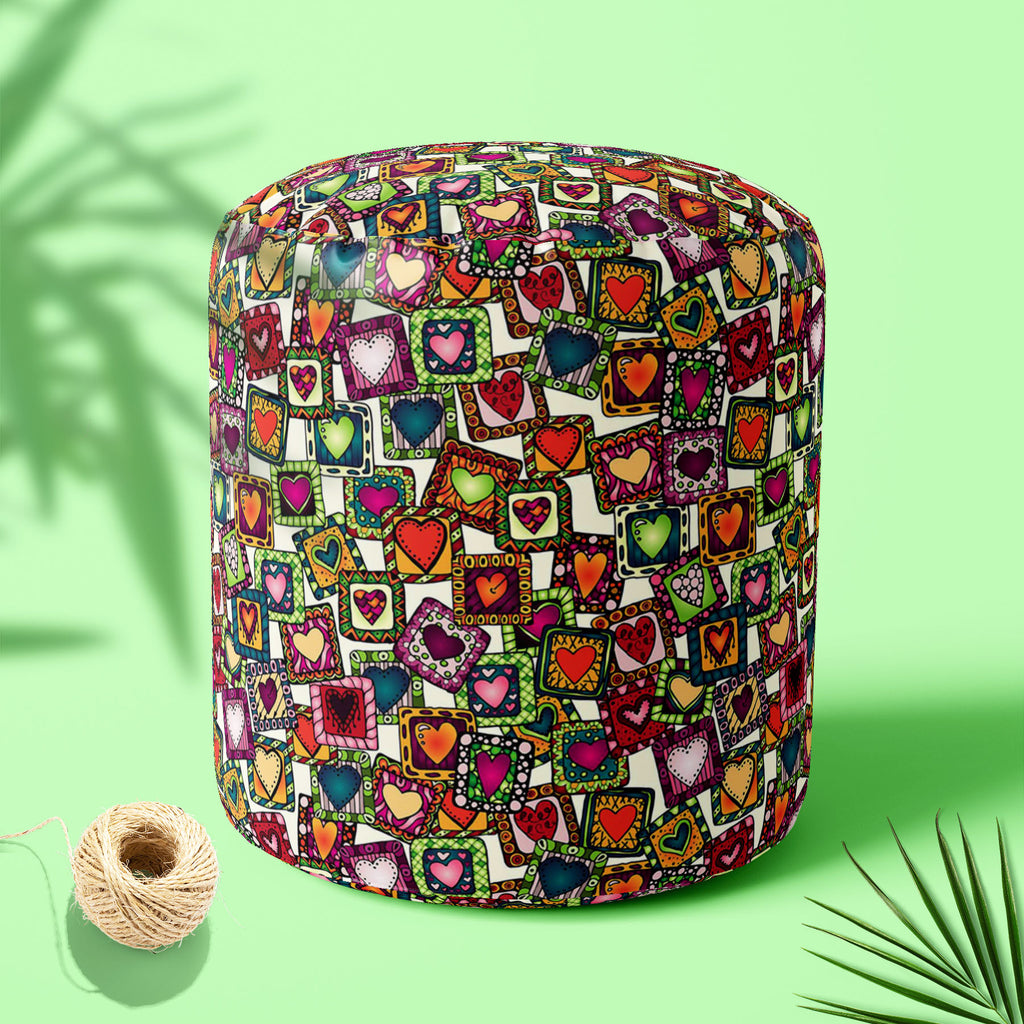 Doodle Hearts D2 Footstool Footrest Puffy Pouffe Ottoman Bean Bag | Canvas Fabric-Footstools-FST_CB_BN-IC 5007487 IC 5007487, Abstract Expressionism, Abstracts, Ancient, Art and Paintings, Birthday, Botanical, Culture, Digital, Digital Art, Drawing, Ethnic, Fashion, Floral, Flowers, Graphic, Hearts, Historical, Illustrations, Indian, Love, Medieval, Nature, Patterns, Retro, Romance, Semi Abstract, Signs, Signs and Symbols, Traditional, Tribal, Vintage, Wedding, World Culture, doodle, d2, footstool, footrest