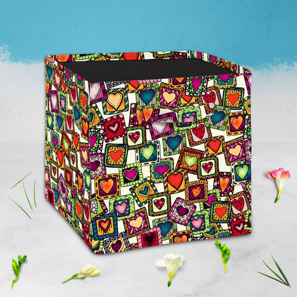 Doodle Hearts D2 Foldable Open Storage Bin | Organizer Box, Toy Basket, Shelf Box, Laundry Bag | Canvas Fabric-Storage Bins-STR_BI_CB-IC 5007487 IC 5007487, Abstract Expressionism, Abstracts, Ancient, Art and Paintings, Birthday, Botanical, Culture, Digital, Digital Art, Drawing, Ethnic, Fashion, Floral, Flowers, Graphic, Hearts, Historical, Illustrations, Indian, Love, Medieval, Nature, Patterns, Retro, Romance, Semi Abstract, Signs, Signs and Symbols, Traditional, Tribal, Vintage, Wedding, World Culture, 