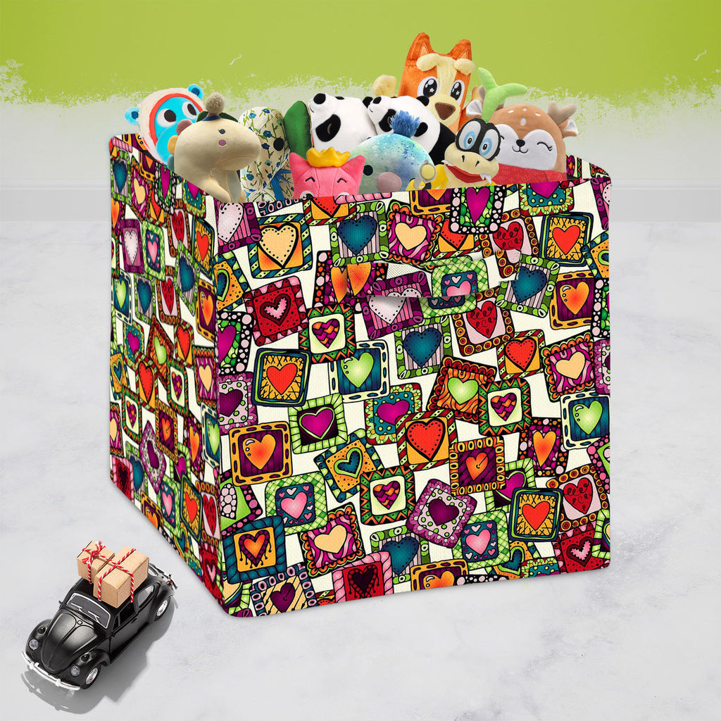 Doodle Hearts D2 Foldable Open Storage Bin | Organizer Box, Toy Basket, Shelf Box, Laundry Bag | Canvas Fabric-Storage Bins-STR_BI_CB-IC 5007487 IC 5007487, Abstract Expressionism, Abstracts, Ancient, Art and Paintings, Birthday, Botanical, Culture, Digital, Digital Art, Drawing, Ethnic, Fashion, Floral, Flowers, Graphic, Hearts, Historical, Illustrations, Indian, Love, Medieval, Nature, Patterns, Retro, Romance, Semi Abstract, Signs, Signs and Symbols, Traditional, Tribal, Vintage, Wedding, World Culture, 