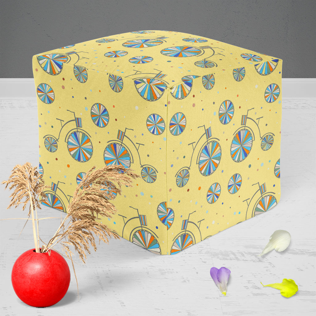 Vintage Bicycle Footstool Footrest Puffy Pouffe Ottoman Bean Bag | Canvas Fabric-Footstools-FST_CB_BN-IC 5007488 IC 5007488, Abstract Expressionism, Abstracts, Ancient, Animated Cartoons, Art and Paintings, Automobiles, Bikes, Caricature, Cartoons, Digital, Digital Art, Drawing, Graphic, Hand Drawn, Historical, Icons, Illustrations, Medieval, Patterns, Retro, Semi Abstract, Signs, Signs and Symbols, Sports, Symbols, Transportation, Travel, Urban, Vehicles, Vintage, bicycle, footstool, footrest, puffy, pouff