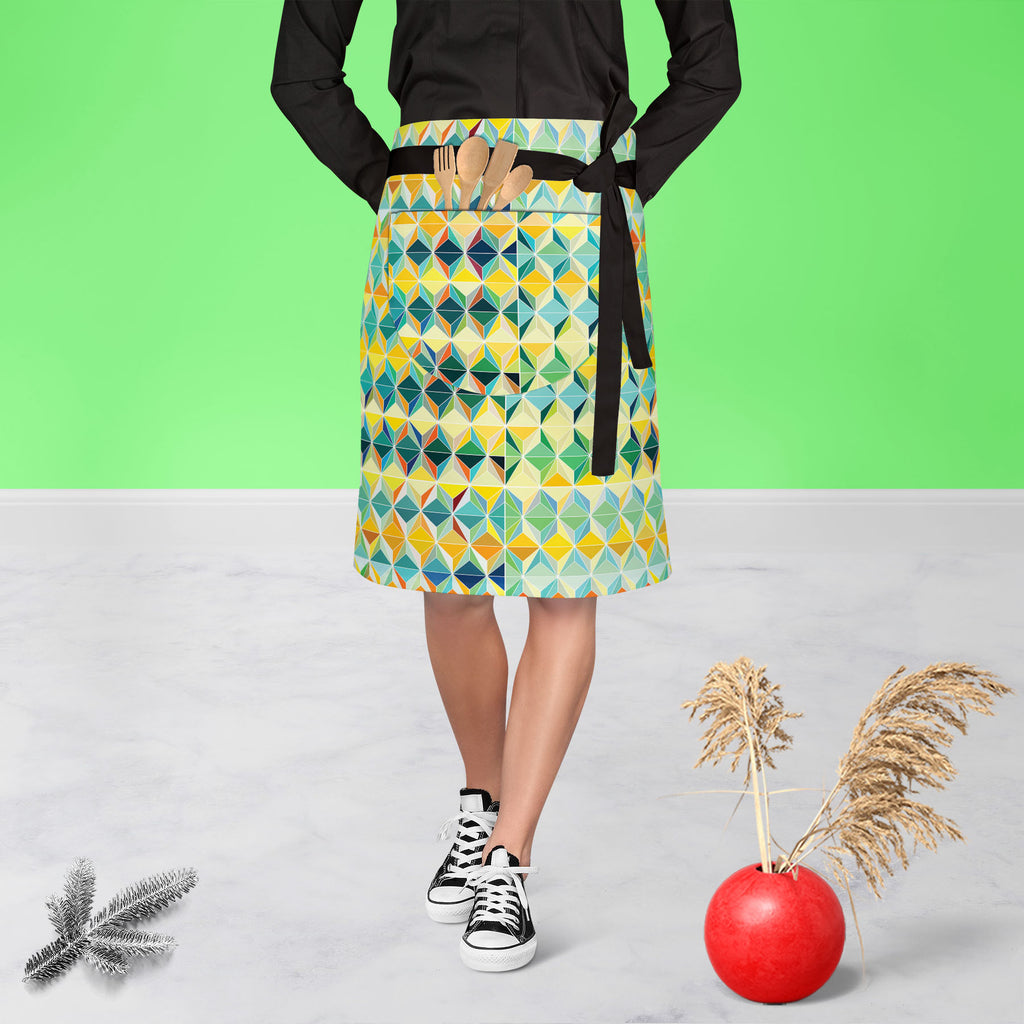 Funky Triangle Apron | Adjustable, Free Size & Waist Tiebacks-Apron Waist to Knee-APR_WS_KN-IC 5007489 IC 5007489, Abstract Expressionism, Abstracts, Arrows, Art and Paintings, Black, Black and White, Business, Circle, Damask, Decorative, Diamond, Digital, Digital Art, Drawing, Fantasy, Fashion, Futurism, Geometric, Geometric Abstraction, Graphic, Grid Art, Herringbone, Hexagon, Illustrations, Modern Art, Patterns, Semi Abstract, Signs, Signs and Symbols, funky, triangle, apron, adjustable, free, size, wais