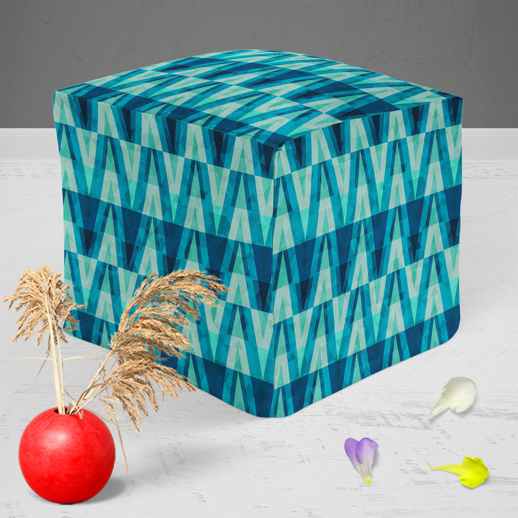 Crystal Triangle Footstool Footrest Puffy Pouffe Ottoman Bean Bag | Canvas Fabric-Footstools-FST_CB_BN-IC 5007490 IC 5007490, Abstract Expressionism, Abstracts, Ancient, Art and Paintings, Black and White, Culture, Decorative, Diamond, Digital, Digital Art, Ethnic, Geometric, Geometric Abstraction, Graphic, Historical, Illustrations, Medieval, Patterns, Retro, Semi Abstract, Signs, Signs and Symbols, Traditional, Triangles, Tribal, Vintage, White, World Culture, crystal, triangle, footstool, footrest, puffy