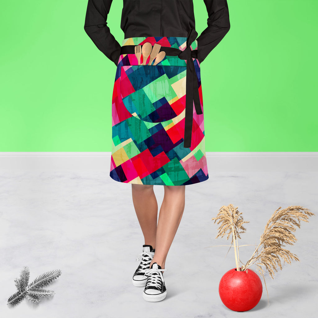 Mosaic D2 Apron | Adjustable, Free Size & Waist Tiebacks-Apron Waist to Knee-APR_WS_KN-IC 5007493 IC 5007493, Abstract Expressionism, Abstracts, Ancient, Art and Paintings, Black, Black and White, Decorative, Digital, Digital Art, Fashion, Geometric, Geometric Abstraction, Graphic, Hexagon, Hipster, Historical, Illustrations, Medieval, Modern Art, Patterns, Retro, Semi Abstract, Signs, Signs and Symbols, Triangles, Vintage, White, mosaic, d2, apron, adjustable, free, size, waist, tiebacks, abstract, art, ba