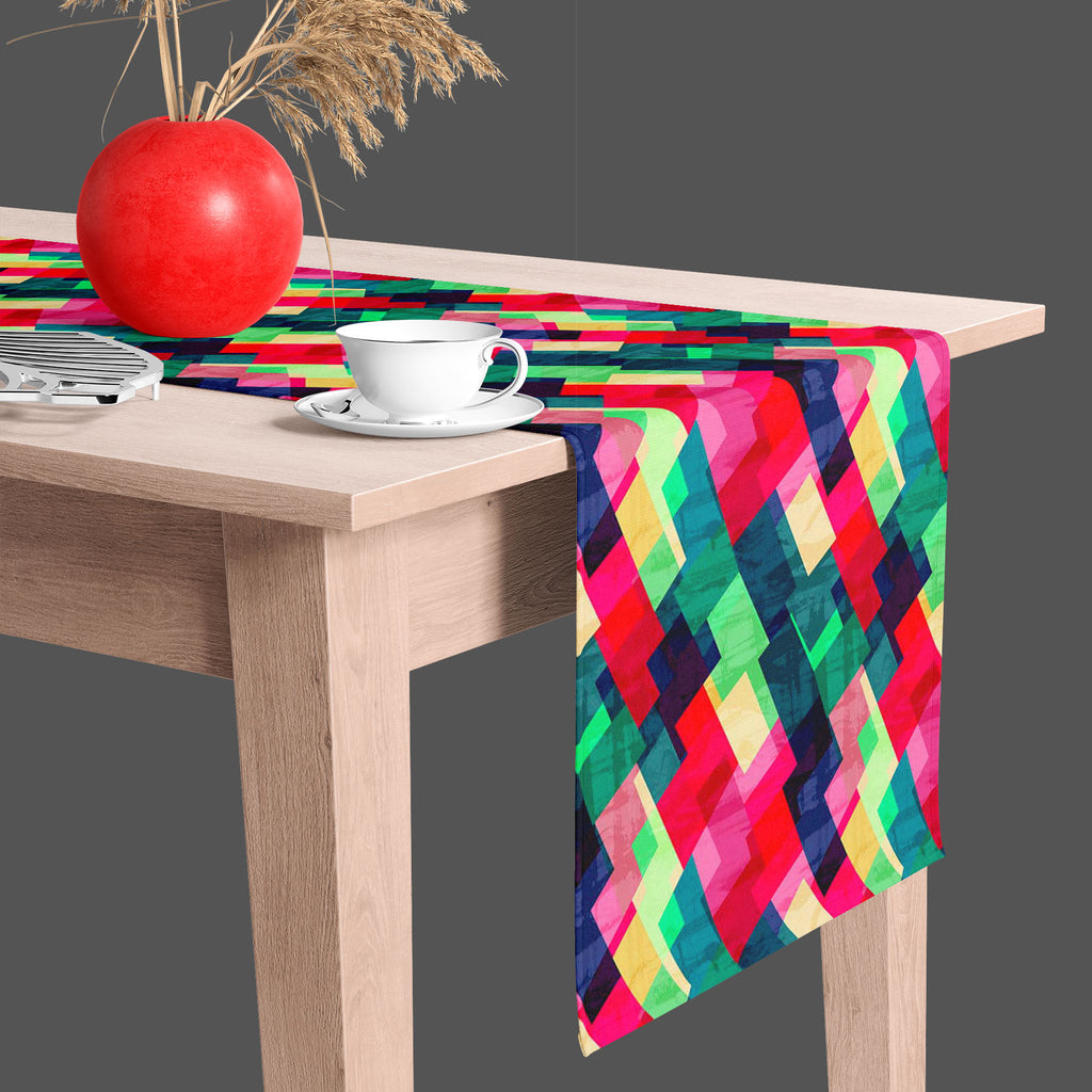 Mosaic D2 Table Runner-Table Runners-RUN_TB-IC 5007493 IC 5007493, Abstract Expressionism, Abstracts, Ancient, Art and Paintings, Black, Black and White, Decorative, Digital, Digital Art, Fashion, Geometric, Geometric Abstraction, Graphic, Hexagon, Hipster, Historical, Illustrations, Medieval, Modern Art, Patterns, Retro, Semi Abstract, Signs, Signs and Symbols, Triangles, Vintage, White, mosaic, d2, table, runner, abstract, art, backdrop, background, blue, bright, color, colorful, craft, creative, decor, d