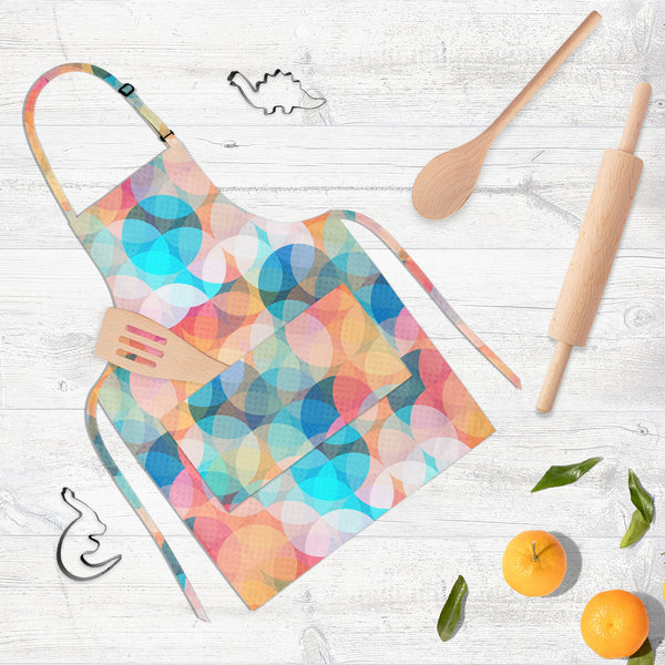 Circles Apron | Adjustable, Free Size & Waist Tiebacks-Aprons Neck to Knee-APR_NK_KN-IC 5007494 IC 5007494, Abstract Expressionism, Abstracts, Ancient, Art and Paintings, Baby, Botanical, Children, Circle, Digital, Digital Art, Fashion, Floral, Flowers, Geometric, Geometric Abstraction, Graphic, Historical, Illustrations, Kids, Medieval, Modern Art, Nature, Parents, Patterns, Retro, Semi Abstract, Signs, Signs and Symbols, Vintage, circles, full-length, neck, to, knee, apron, poly-cotton, fabric, adjustable