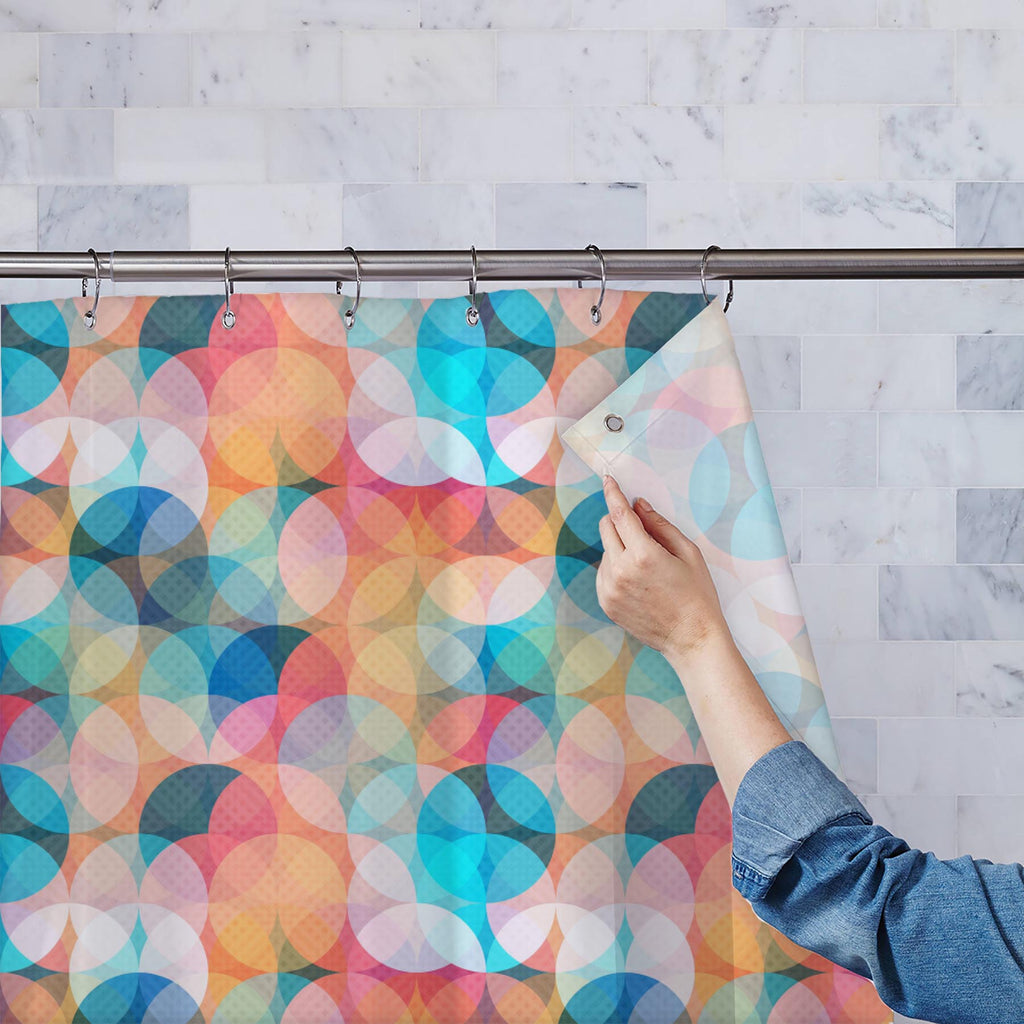 Circles Washable Waterproof Shower Curtain-Shower Curtains-CUR_SH-IC 5007494 IC 5007494, Abstract Expressionism, Abstracts, Ancient, Art and Paintings, Baby, Botanical, Children, Circle, Digital, Digital Art, Fashion, Floral, Flowers, Geometric, Geometric Abstraction, Graphic, Historical, Illustrations, Kids, Medieval, Modern Art, Nature, Parents, Patterns, Retro, Semi Abstract, Signs, Signs and Symbols, Vintage, circles, washable, waterproof, shower, curtain, abstract, pattern, background, art, artistic, b