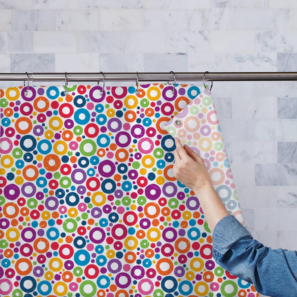 Colorful Circles D1 Washable Waterproof Shower Curtain-Shower Curtains-CUR_SH-IC 5007496 IC 5007496, Abstract Expressionism, Abstracts, Baby, Children, Circle, Decorative, Digital, Digital Art, Fashion, Geometric, Geometric Abstraction, Graphic, Hand Drawn, Hipster, Illustrations, Kids, Modern Art, Patterns, Semi Abstract, Signs, Signs and Symbols, colorful, circles, d1, washable, waterproof, shower, curtain, abstract, artistic, background, blue, bright, card, child, color, contemporary, creative, decor, de