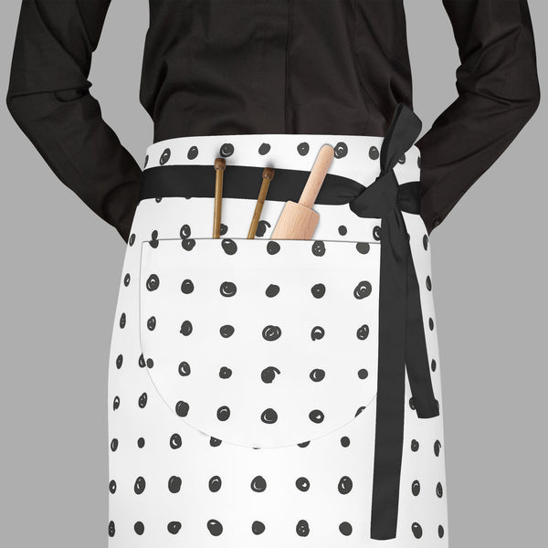 Black Polka Apron | Adjustable, Free Size & Waist Tiebacks-Aprons Waist to Feet-APR_WS_FT-IC 5007501 IC 5007501, Abstract Expressionism, Abstracts, Ancient, Animated Cartoons, Art and Paintings, Black, Black and White, Circle, Comics, Decorative, Digital, Digital Art, Dots, Drawing, Fashion, Graphic, Hand Drawn, Historical, Holidays, Illustrations, Medieval, Modern Art, Patterns, Retro, Semi Abstract, Signs, Signs and Symbols, Sketches, Symbols, Vintage, White, polka, full-length, waist, to, feet, apron, po