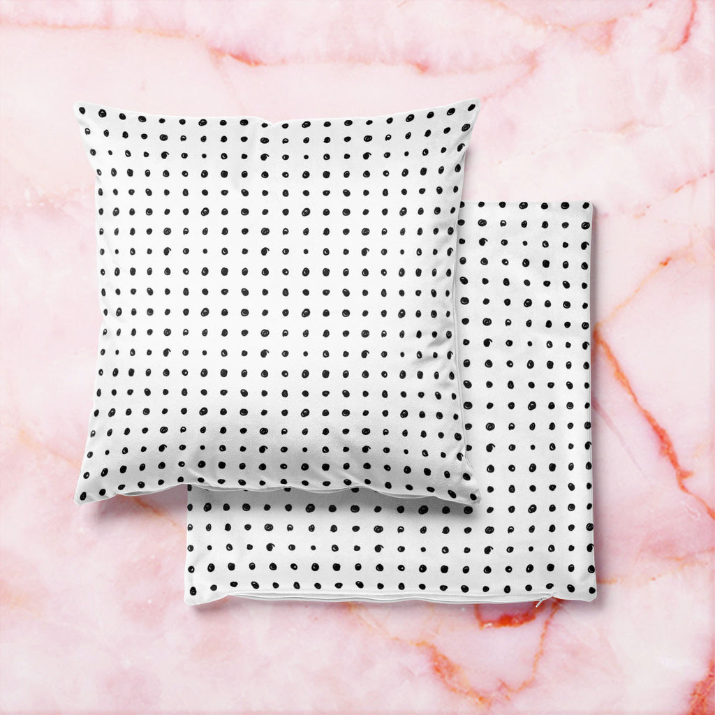 Black Polka Cushion Cover Throw Pillow-Cushion Covers-CUS_CV-IC 5007501 IC 5007501, Abstract Expressionism, Abstracts, Ancient, Animated Cartoons, Art and Paintings, Black, Black and White, Circle, Comics, Decorative, Digital, Digital Art, Dots, Drawing, Fashion, Graphic, Hand Drawn, Historical, Holidays, Illustrations, Medieval, Modern Art, Patterns, Retro, Semi Abstract, Signs, Signs and Symbols, Sketches, Symbols, Vintage, White, polka, cushion, cover, throw, pillow, abstract, art, backdrop, and, card, c