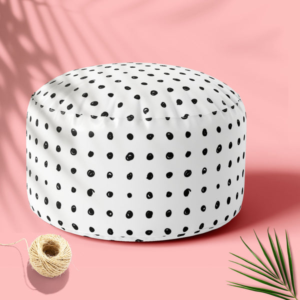 Black Polka Footstool Footrest Puffy Pouffe Ottoman Bean Bag | Canvas Fabric-Footstools-FST_CB_BN-IC 5007501 IC 5007501, Abstract Expressionism, Abstracts, Ancient, Animated Cartoons, Art and Paintings, Black, Black and White, Circle, Comics, Decorative, Digital, Digital Art, Dots, Drawing, Fashion, Graphic, Hand Drawn, Historical, Holidays, Illustrations, Medieval, Modern Art, Patterns, Retro, Semi Abstract, Signs, Signs and Symbols, Sketches, Symbols, Vintage, White, polka, footstool, footrest, puffy, pou