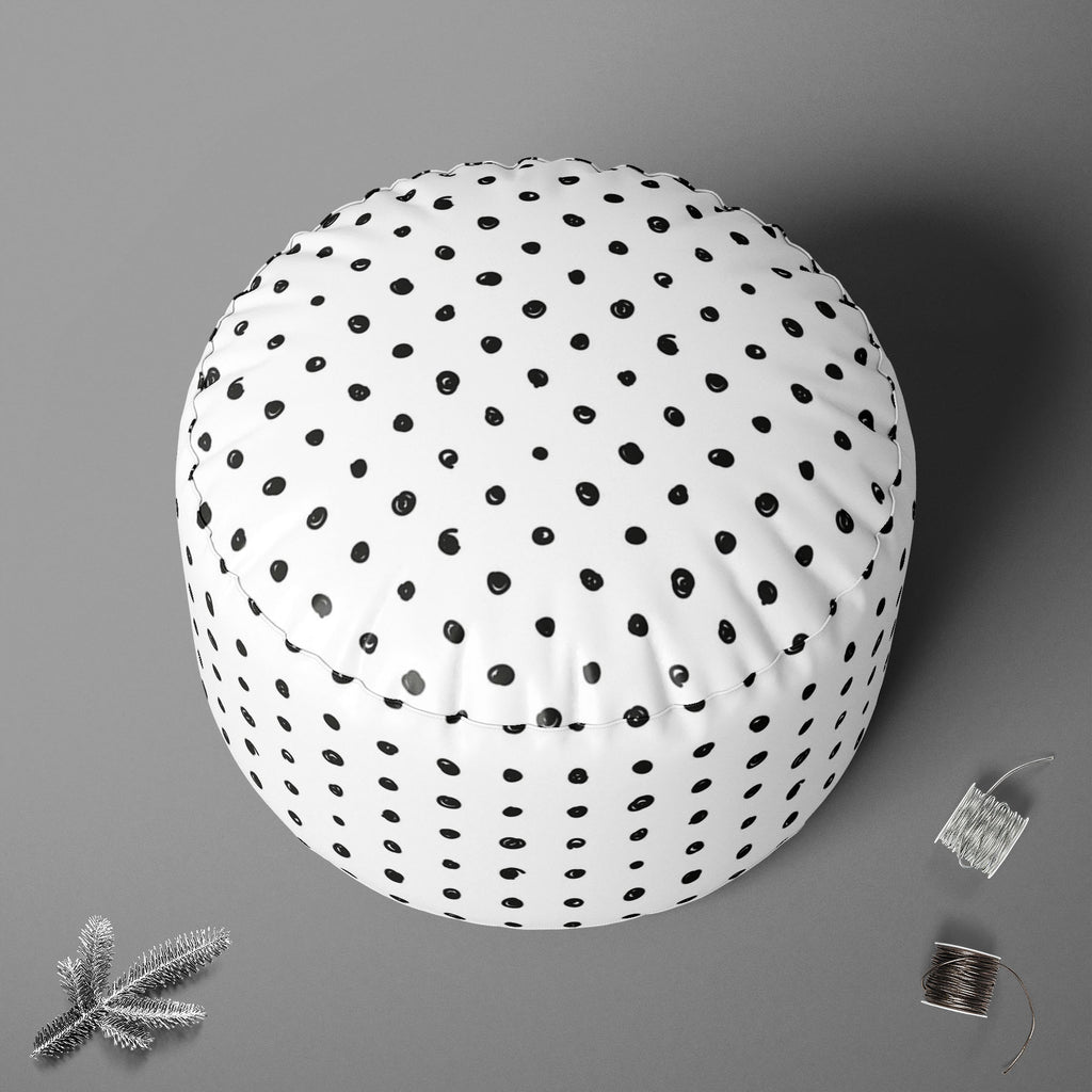 Black Polka Footstool Footrest Puffy Pouffe Ottoman Bean Bag | Canvas Fabric-Footstools-FST_CB_BN-IC 5007501 IC 5007501, Abstract Expressionism, Abstracts, Ancient, Animated Cartoons, Art and Paintings, Black, Black and White, Circle, Comics, Decorative, Digital, Digital Art, Dots, Drawing, Fashion, Graphic, Hand Drawn, Historical, Holidays, Illustrations, Medieval, Modern Art, Patterns, Retro, Semi Abstract, Signs, Signs and Symbols, Sketches, Symbols, Vintage, White, polka, footstool, footrest, puffy, pou