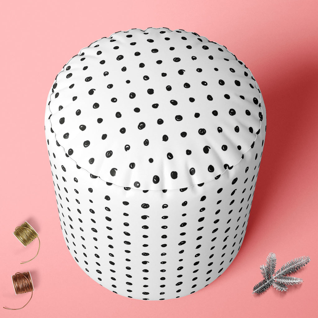 Black Polka Footstool Footrest Puffy Pouffe Ottoman Bean Bag | Canvas Fabric-Footstools-FST_CB_BN-IC 5007501 IC 5007501, Abstract Expressionism, Abstracts, Ancient, Animated Cartoons, Art and Paintings, Black, Black and White, Circle, Comics, Decorative, Digital, Digital Art, Dots, Drawing, Fashion, Graphic, Hand Drawn, Historical, Holidays, Illustrations, Medieval, Modern Art, Patterns, Retro, Semi Abstract, Signs, Signs and Symbols, Sketches, Symbols, Vintage, White, polka, footstool, footrest, puffy, pou