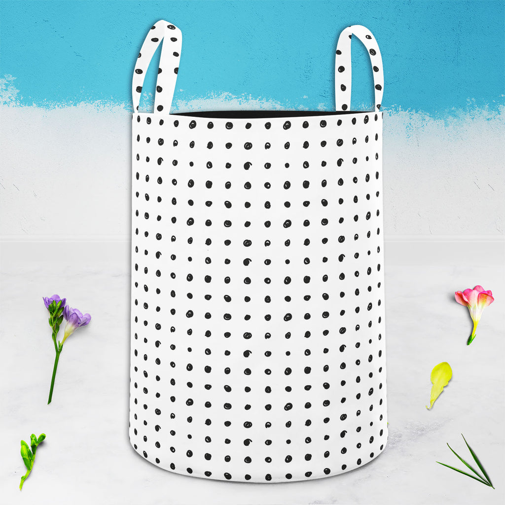 Black Polka Foldable Open Storage Bin | Organizer Box, Toy Basket, Shelf Box, Laundry Bag | Canvas Fabric-Storage Bins-STR_BI_CB-IC 5007501 IC 5007501, Abstract Expressionism, Abstracts, Ancient, Animated Cartoons, Art and Paintings, Black, Black and White, Circle, Comics, Decorative, Digital, Digital Art, Dots, Drawing, Fashion, Graphic, Hand Drawn, Historical, Holidays, Illustrations, Medieval, Modern Art, Patterns, Retro, Semi Abstract, Signs, Signs and Symbols, Sketches, Symbols, Vintage, White, polka, 