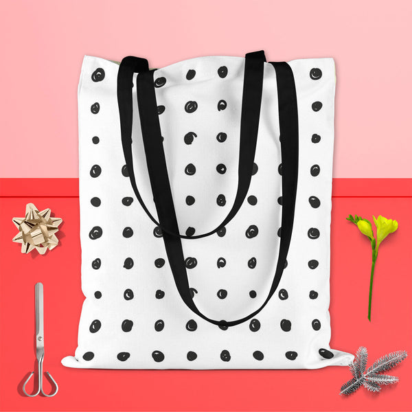 Black Polka Tote Bag Shoulder Purse | Multipurpose-Tote Bags Basic-TOT_FB_BS-IC 5007501 IC 5007501, Abstract Expressionism, Abstracts, Ancient, Animated Cartoons, Art and Paintings, Black, Black and White, Circle, Comics, Decorative, Digital, Digital Art, Dots, Drawing, Fashion, Graphic, Hand Drawn, Historical, Holidays, Illustrations, Medieval, Modern Art, Patterns, Retro, Semi Abstract, Signs, Signs and Symbols, Sketches, Symbols, Vintage, White, polka, tote, bag, shoulder, purse, cotton, canvas, fabric, 