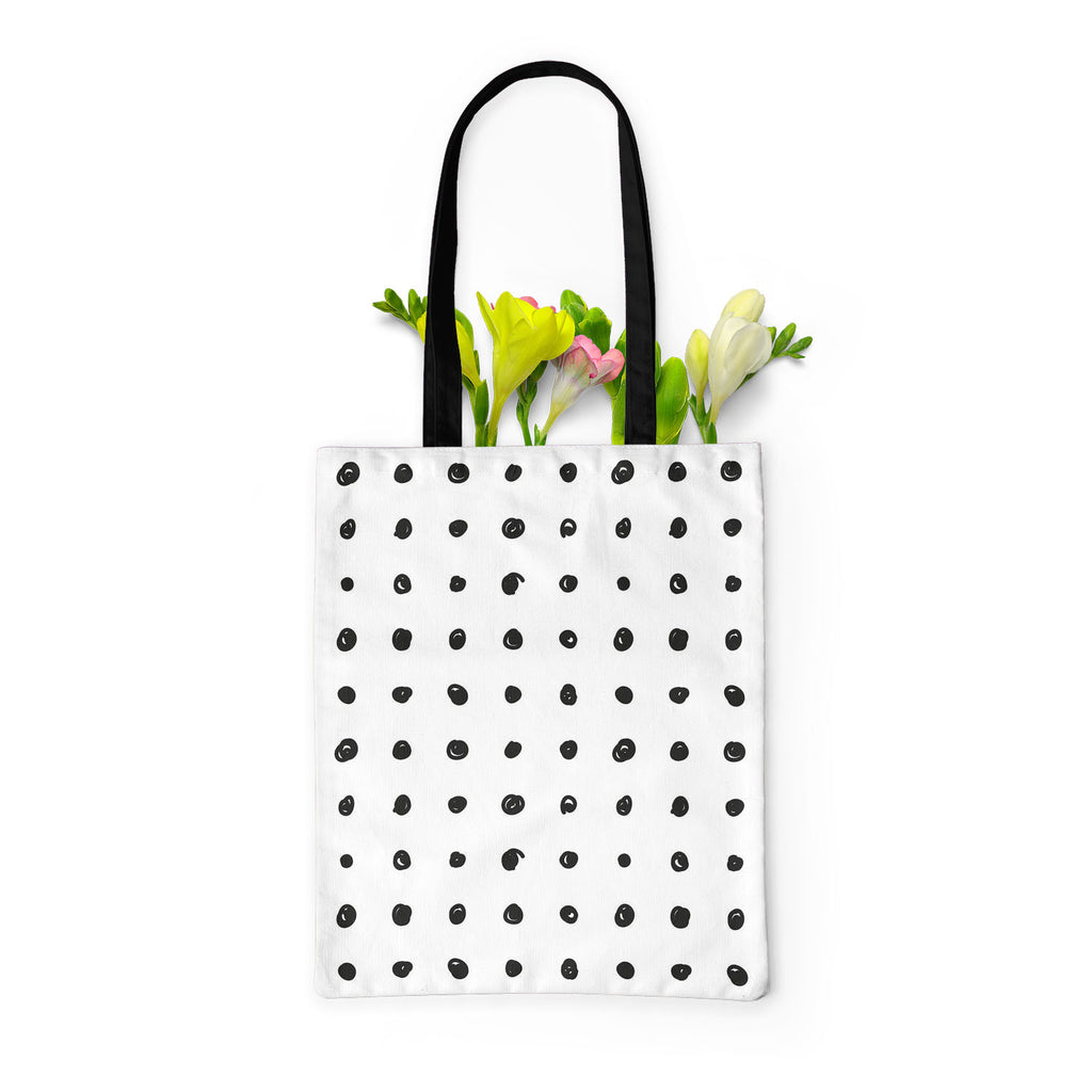Black Polka Tote Bag Shoulder Purse | Multipurpose-Tote Bags Basic-TOT_FB_BS-IC 5007501 IC 5007501, Abstract Expressionism, Abstracts, Ancient, Animated Cartoons, Art and Paintings, Black, Black and White, Circle, Comics, Decorative, Digital, Digital Art, Dots, Drawing, Fashion, Graphic, Hand Drawn, Historical, Holidays, Illustrations, Medieval, Modern Art, Patterns, Retro, Semi Abstract, Signs, Signs and Symbols, Sketches, Symbols, Vintage, White, polka, tote, bag, shoulder, purse, multipurpose, abstract, 