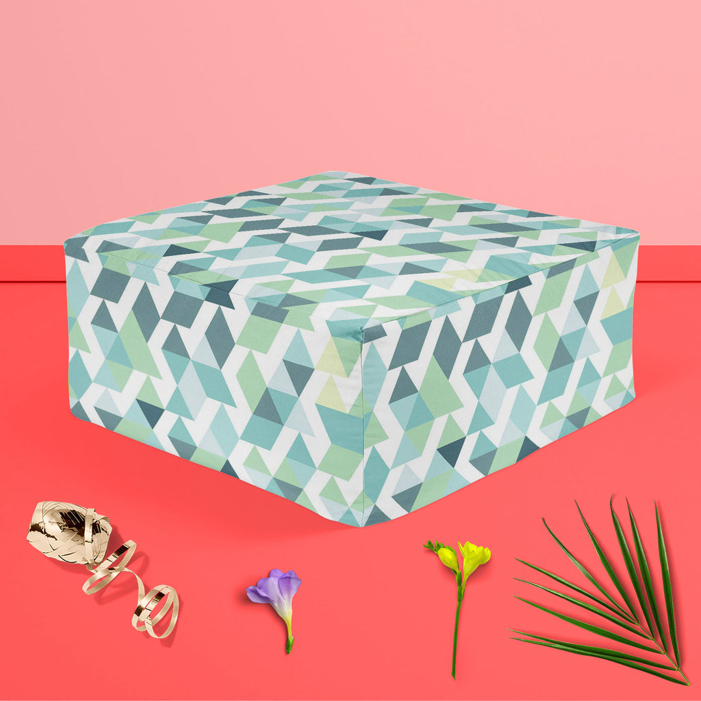 Bright Blue Triangles Footstool Footrest Puffy Pouffe Ottoman Bean Bag | Canvas Fabric-Footstools-FST_CB_BN-IC 5007502 IC 5007502, Abstract Expressionism, Abstracts, Ancient, Art and Paintings, Black and White, Business, Decorative, Digital, Digital Art, Fashion, Geometric, Geometric Abstraction, Graphic, Grid Art, Historical, Illustrations, Medieval, Modern Art, Patterns, Retro, Semi Abstract, Signs, Signs and Symbols, Triangles, Vintage, White, bright, blue, footstool, footrest, puffy, pouffe, ottoman, be