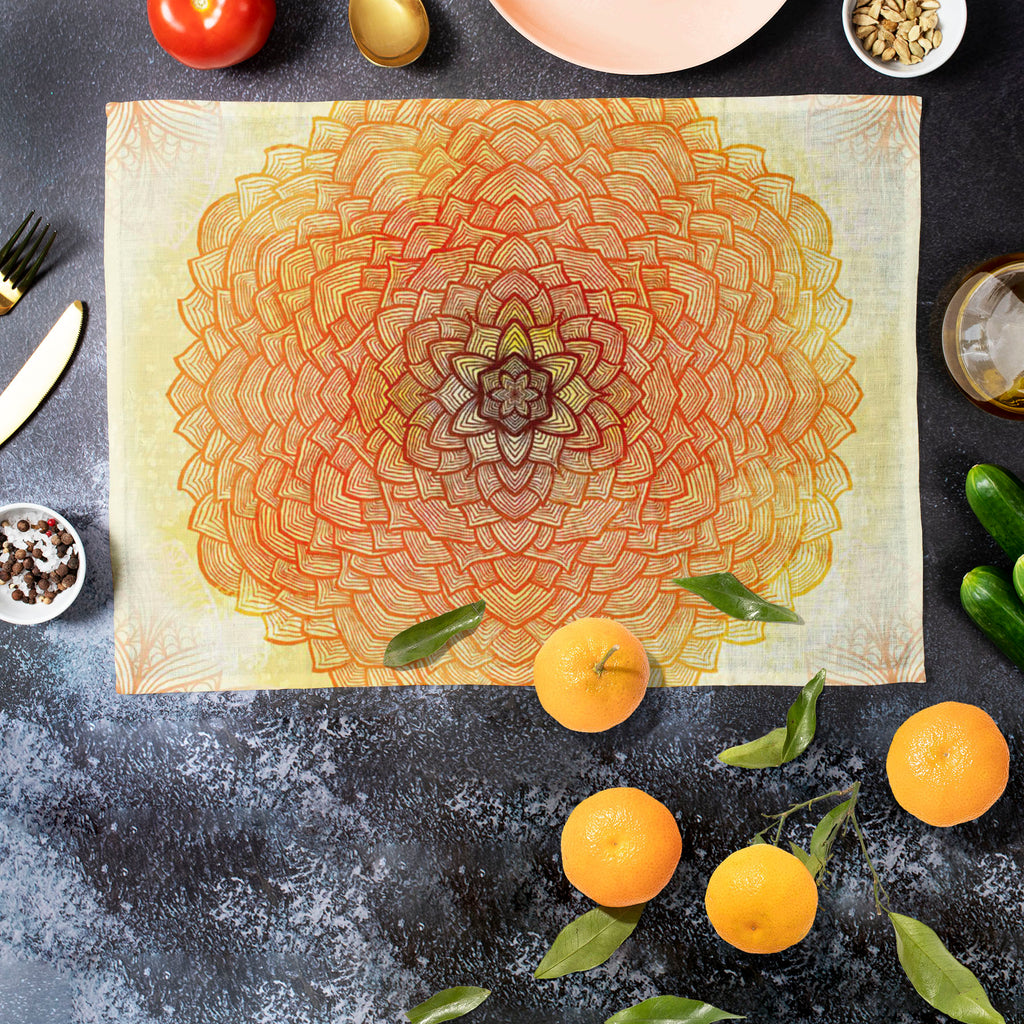Ethnic Ornament D2 Table Mat Placemat-Table Place Mats Fabric-MAT_TB-IC 5007504 IC 5007504, Abstract Expressionism, Abstracts, Allah, Arabic, Art and Paintings, Asian, Botanical, Circle, Cities, City Views, Culture, Drawing, Ethnic, Floral, Flowers, Geometric, Geometric Abstraction, Hinduism, Illustrations, Indian, Islam, Mandala, Nature, Paintings, Patterns, Retro, Semi Abstract, Signs, Signs and Symbols, Symbols, Traditional, Tribal, World Culture, ornament, d2, table, mat, placemat, abstract, art, backgr