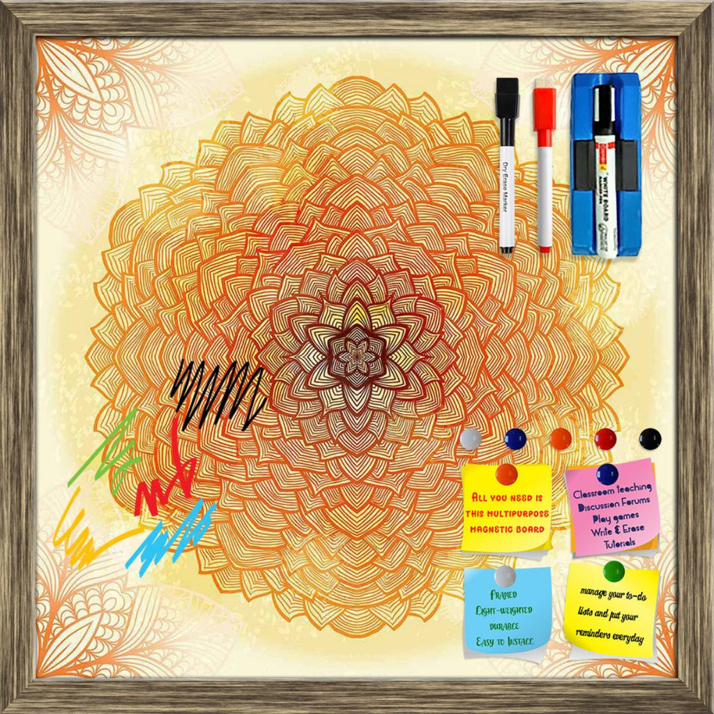 Ethnic Ornament Framed Magnetic Dry Erase Board | Combo with Magnet Buttons & Markers-Magnetic Boards Framed-MGB_FR-IC 5007504 IC 5007504, Abstract Expressionism, Abstracts, Allah, Arabic, Art and Paintings, Asian, Botanical, Circle, Cities, City Views, Culture, Drawing, Ethnic, Floral, Flowers, Geometric, Geometric Abstraction, Hinduism, Illustrations, Indian, Islam, Mandala, Nature, Paintings, Patterns, Retro, Semi Abstract, Signs, Signs and Symbols, Symbols, Traditional, Tribal, World Culture, ornament, 