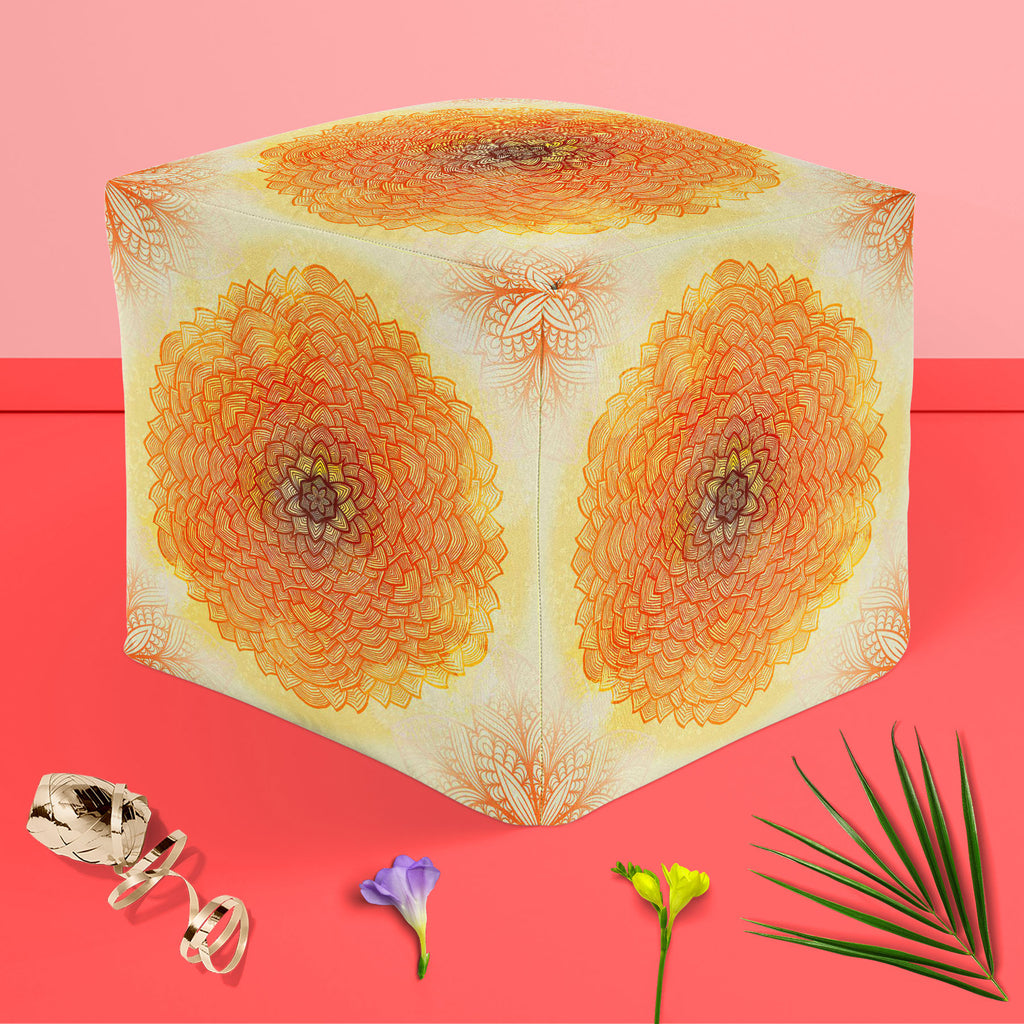 Ethnic Ornament D2 Footstool Footrest Puffy Pouffe Ottoman Bean Bag | Canvas Fabric-Footstools-FST_CB_BN-IC 5007504 IC 5007504, Abstract Expressionism, Abstracts, Allah, Arabic, Art and Paintings, Asian, Botanical, Circle, Cities, City Views, Culture, Drawing, Ethnic, Floral, Flowers, Geometric, Geometric Abstraction, Hinduism, Illustrations, Indian, Islam, Mandala, Nature, Paintings, Patterns, Retro, Semi Abstract, Signs, Signs and Symbols, Symbols, Traditional, Tribal, World Culture, ornament, d2, footsto