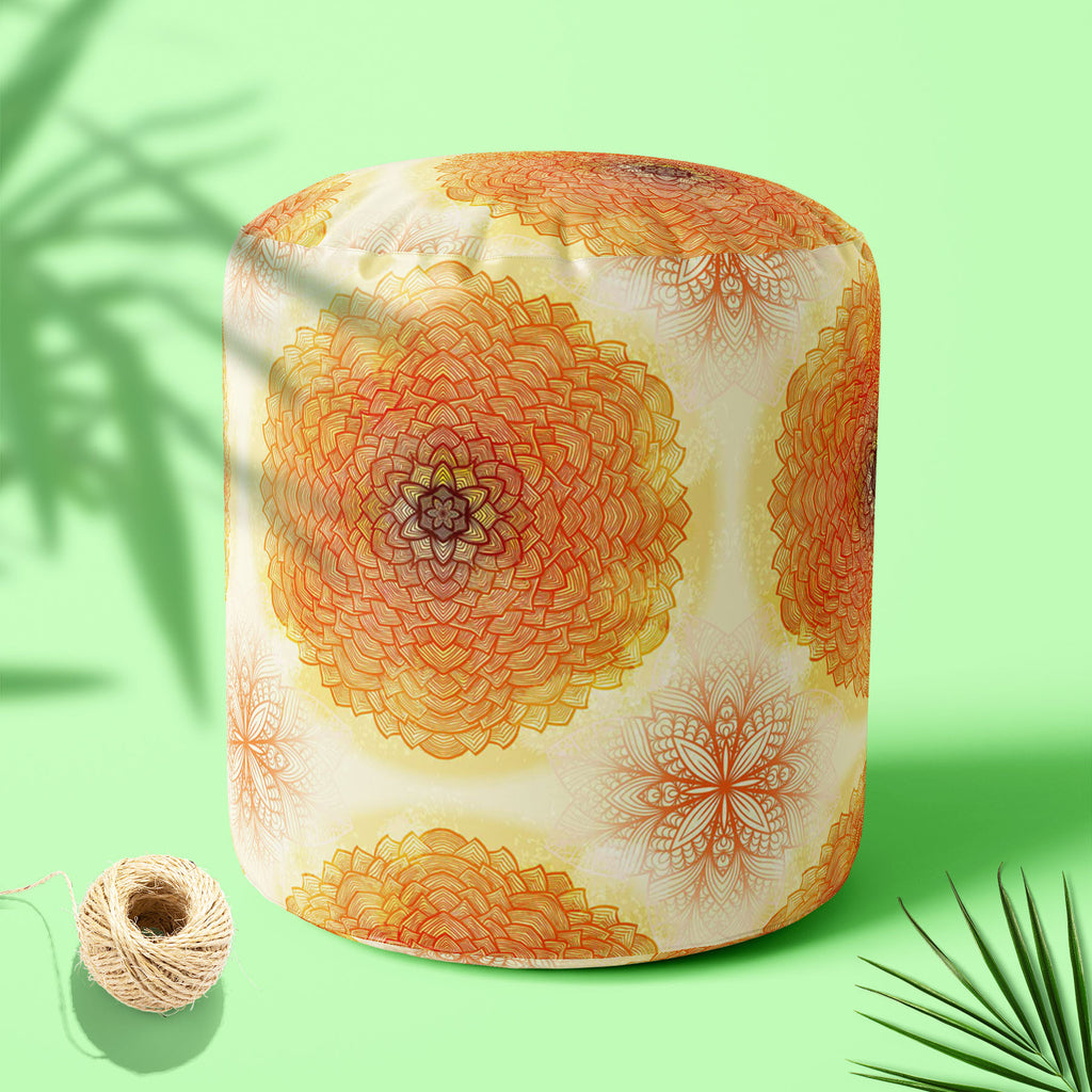 Ethnic Ornament D2 Footstool Footrest Puffy Pouffe Ottoman Bean Bag | Canvas Fabric-Footstools-FST_CB_BN-IC 5007504 IC 5007504, Abstract Expressionism, Abstracts, Allah, Arabic, Art and Paintings, Asian, Botanical, Circle, Cities, City Views, Culture, Drawing, Ethnic, Floral, Flowers, Geometric, Geometric Abstraction, Hinduism, Illustrations, Indian, Islam, Mandala, Nature, Paintings, Patterns, Retro, Semi Abstract, Signs, Signs and Symbols, Symbols, Traditional, Tribal, World Culture, ornament, d2, footsto