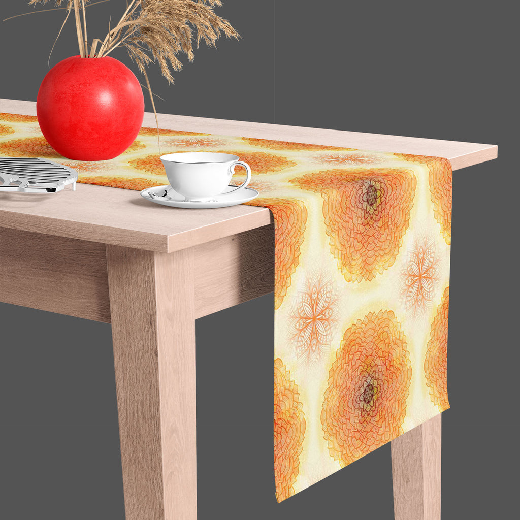 Ethnic Ornament D2 Table Runner-Table Runners-RUN_TB-IC 5007504 IC 5007504, Abstract Expressionism, Abstracts, Allah, Arabic, Art and Paintings, Asian, Botanical, Circle, Cities, City Views, Culture, Drawing, Ethnic, Floral, Flowers, Geometric, Geometric Abstraction, Hinduism, Illustrations, Indian, Islam, Mandala, Nature, Paintings, Patterns, Retro, Semi Abstract, Signs, Signs and Symbols, Symbols, Traditional, Tribal, World Culture, ornament, d2, table, runner, abstract, art, background, brown, color, con