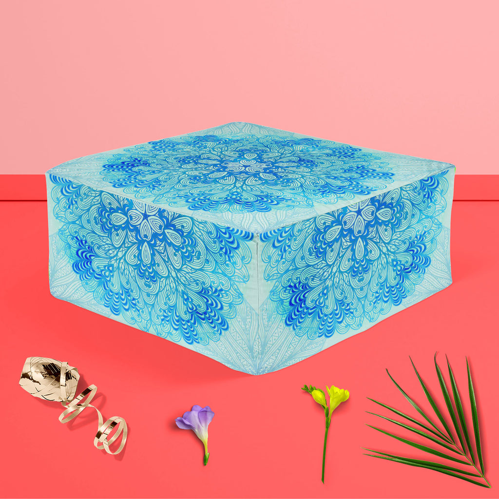 Ethnic Ornament D3 Footstool Footrest Puffy Pouffe Ottoman Bean Bag | Canvas Fabric-Footstools-FST_CB_BN-IC 5007505 IC 5007505, Abstract Expressionism, Abstracts, Allah, Arabic, Art and Paintings, Asian, Black and White, Botanical, Circle, Cities, City Views, Culture, Drawing, Ethnic, Floral, Flowers, Geometric, Geometric Abstraction, Hinduism, Illustrations, Indian, Islam, Mandala, Nature, Paintings, Patterns, Retro, Semi Abstract, Signs, Signs and Symbols, Symbols, Traditional, Tribal, White, World Cultur