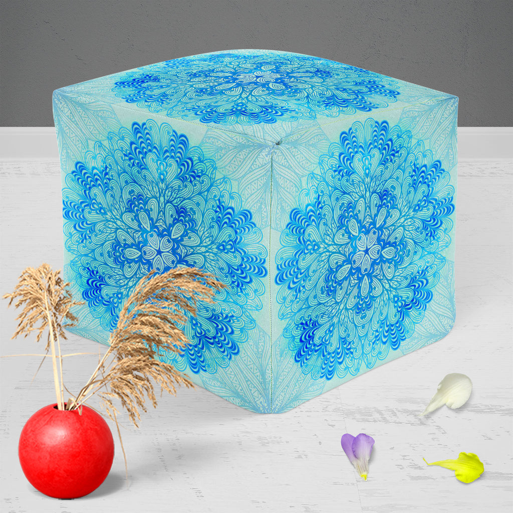 Ethnic Ornament D3 Footstool Footrest Puffy Pouffe Ottoman Bean Bag | Canvas Fabric-Footstools-FST_CB_BN-IC 5007505 IC 5007505, Abstract Expressionism, Abstracts, Allah, Arabic, Art and Paintings, Asian, Black and White, Botanical, Circle, Cities, City Views, Culture, Drawing, Ethnic, Floral, Flowers, Geometric, Geometric Abstraction, Hinduism, Illustrations, Indian, Islam, Mandala, Nature, Paintings, Patterns, Retro, Semi Abstract, Signs, Signs and Symbols, Symbols, Traditional, Tribal, White, World Cultur