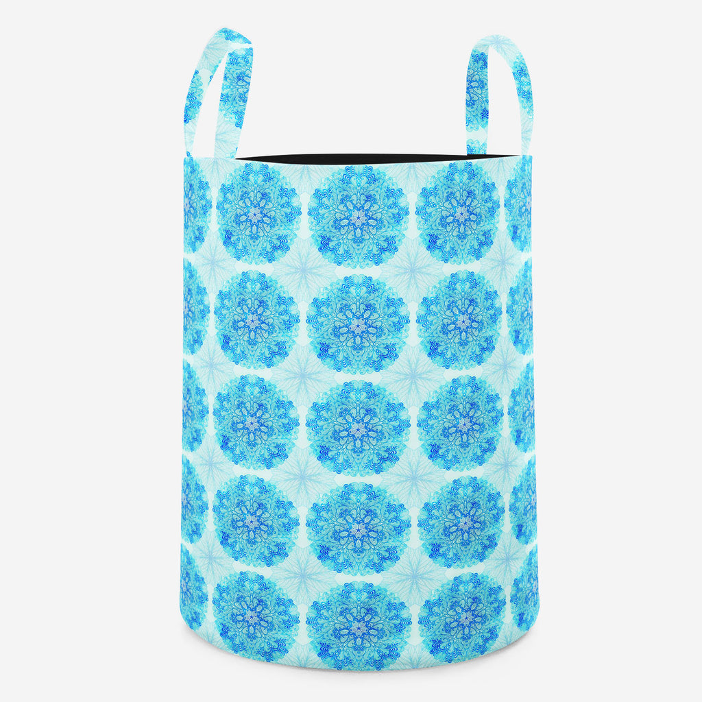 Ethnic Ornament Foldable Open Storage Bin | Organizer Box, Toy Basket, Shelf Box, Laundry Bag | Canvas Fabric-Storage Bins-STR_BI_RD-IC 5007505 IC 5007505, Abstract Expressionism, Abstracts, Allah, Arabic, Art and Paintings, Asian, Black and White, Botanical, Circle, Cities, City Views, Culture, Drawing, Ethnic, Floral, Flowers, Geometric, Geometric Abstraction, Hinduism, Illustrations, Indian, Islam, Mandala, Nature, Paintings, Patterns, Retro, Semi Abstract, Signs, Signs and Symbols, Symbols, Traditional,