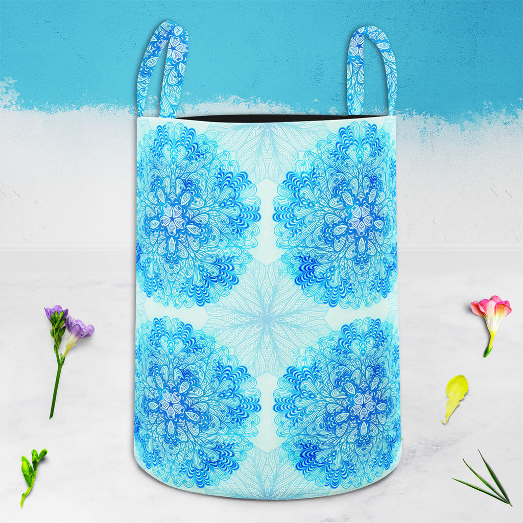 Ethnic Ornament D3 Foldable Open Storage Bin | Organizer Box, Toy Basket, Shelf Box, Laundry Bag | Canvas Fabric-Storage Bins-STR_BI_CB-IC 5007505 IC 5007505, Abstract Expressionism, Abstracts, Allah, Arabic, Art and Paintings, Asian, Black and White, Botanical, Circle, Cities, City Views, Culture, Drawing, Ethnic, Floral, Flowers, Geometric, Geometric Abstraction, Hinduism, Illustrations, Indian, Islam, Mandala, Nature, Paintings, Patterns, Retro, Semi Abstract, Signs, Signs and Symbols, Symbols, Tradition