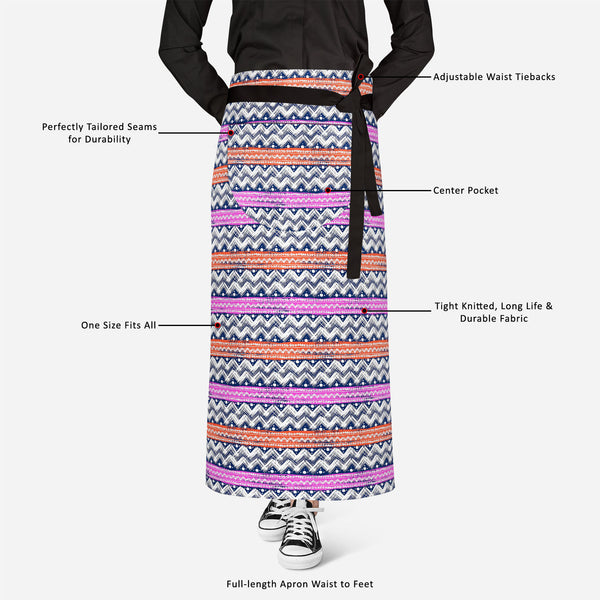Bold Zigzag Apron | Adjustable, Free Size & Waist Tiebacks-Aprons Waist to Knee-APR_WS_FT-IC 5007506 IC 5007506, Christianity, Culture, Ethnic, Fashion, Illustrations, Patterns, Stripes, Traditional, Tribal, World Culture, bold, zigzag, full-length, apron, poly-cotton, fabric, adjustable, waist, tiebacks, vector, seamless, pattern, hand, painted, brushstrokes, bright, colors, print, wallpaper, fall, winter, textile, christmas, wrapping, paper, artzfolio, kitchen apron, white apron, kids apron, cooking apron
