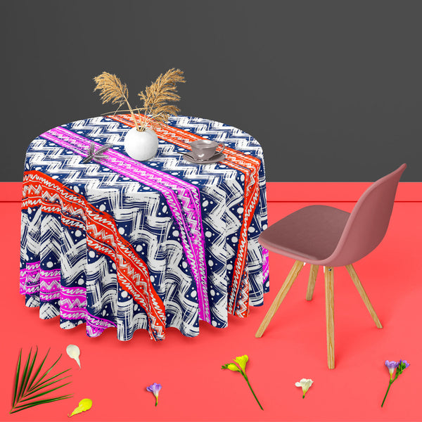 Bold Zigzag Table Cloth Cover-Table Covers-CVR_TB_RD-IC 5007506 IC 5007506, Christianity, Culture, Ethnic, Fashion, Illustrations, Patterns, Stripes, Traditional, Tribal, World Culture, bold, zigzag, table, cloth, cover, for, dining, center, cotton, canvas, fabric, vector, seamless, pattern, hand, painted, brushstrokes, bright, colors, print, wallpaper, fall, winter, textile, christmas, wrapping, paper, artzfolio, table cloth, table cover, dining table cloth, round table cloth, plastic sheet for dining tabl