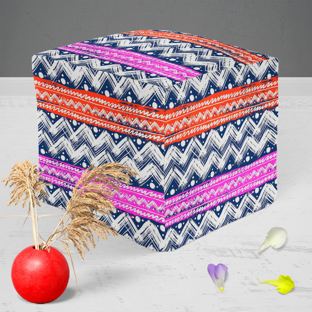 Bold Zigzag Footstool Footrest Puffy Pouffe Ottoman Bean Bag | Canvas Fabric-Footstools-FST_CB_BN-IC 5007506 IC 5007506, Christianity, Culture, Ethnic, Fashion, Illustrations, Patterns, Stripes, Traditional, Tribal, World Culture, bold, zigzag, footstool, footrest, puffy, pouffe, ottoman, bean, bag, canvas, fabric, vector, seamless, pattern, hand, painted, brushstrokes, bright, colors, print, wallpaper, fall, winter, textile, christmas, wrapping, paper, artzfolio, pouf, ottoman stool, ottoman furniture, ott